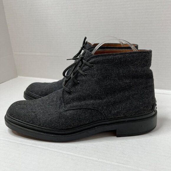Tods Gray Desert Boots Lace Up Wool Outter Leather‎ Interior Rubber Sole 39/ 8.5 - Picture 4 of 11